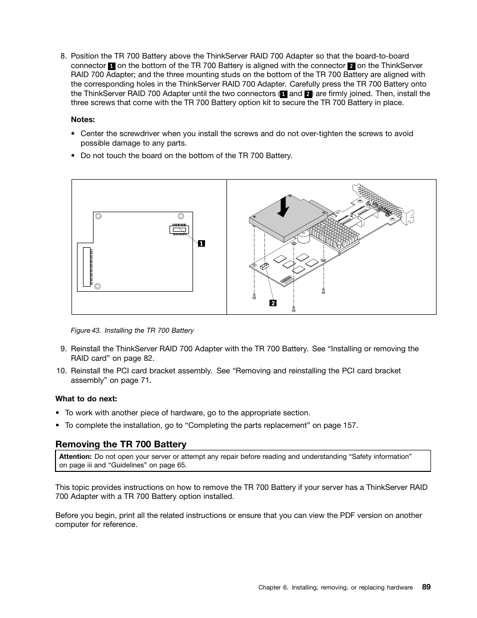 Removing the tr 700 battery | Lenovo ThinkServer TS440 User Manual | Page 101 / 196