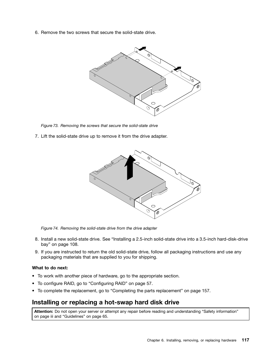 Installing or replacing a hot-swap hard disk drive | Lenovo ThinkServer TS440 User Manual | Page 129 / 196