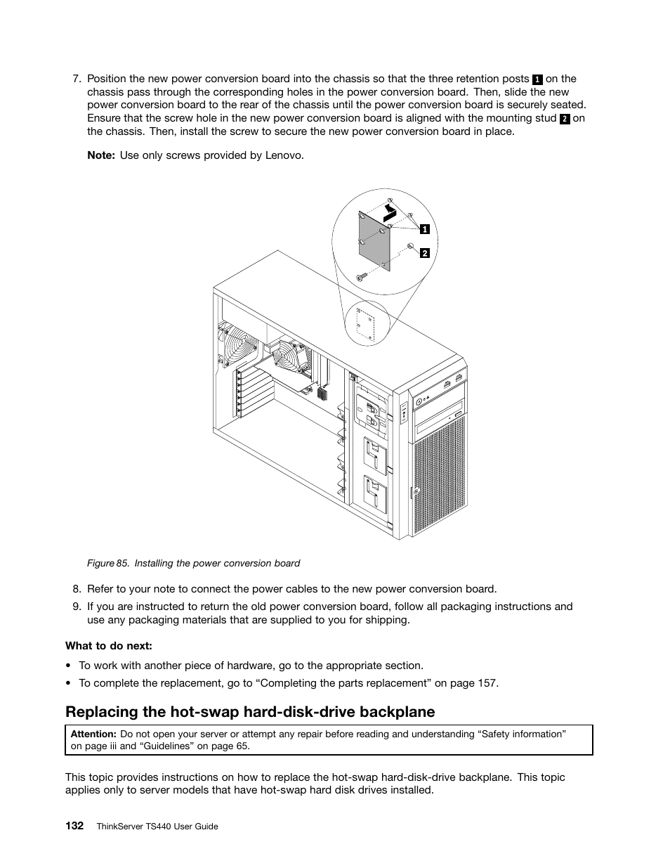 Replacing the hot-swap hard-disk-drive backplane | Lenovo ThinkServer TS440 User Manual | Page 144 / 196
