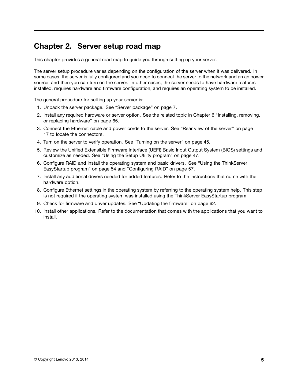 Chapter 2. server setup road map | Lenovo ThinkServer TS440 User Manual | Page 17 / 196
