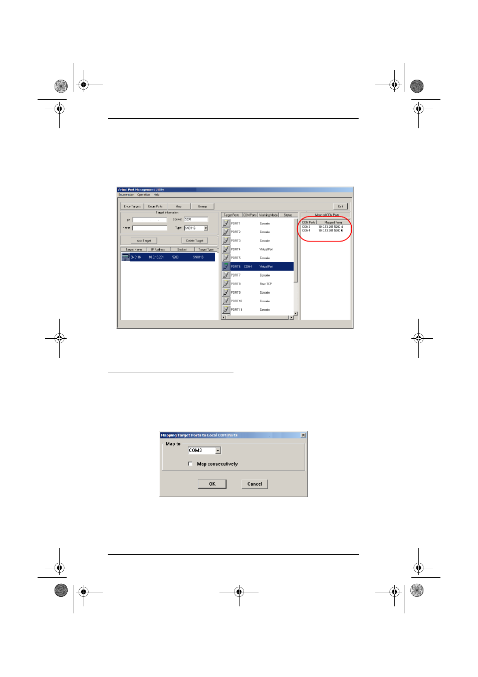 Mapped com ports, Port mapping and unmapping, Port mapping | ATEN NETTM SN0108 User Manual | Page 88 / 109