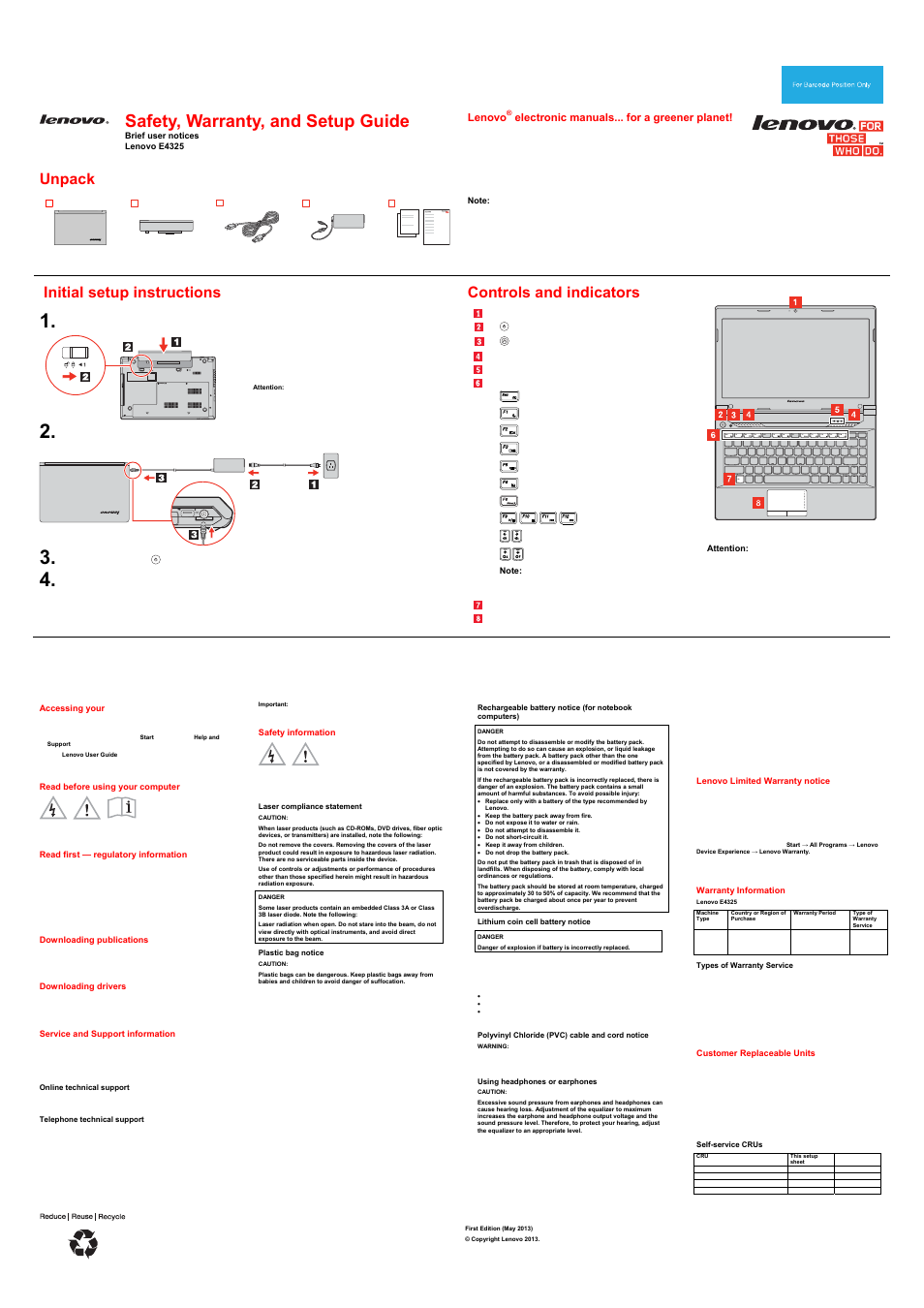 Lenovo E4325 User Manual | 2 pages