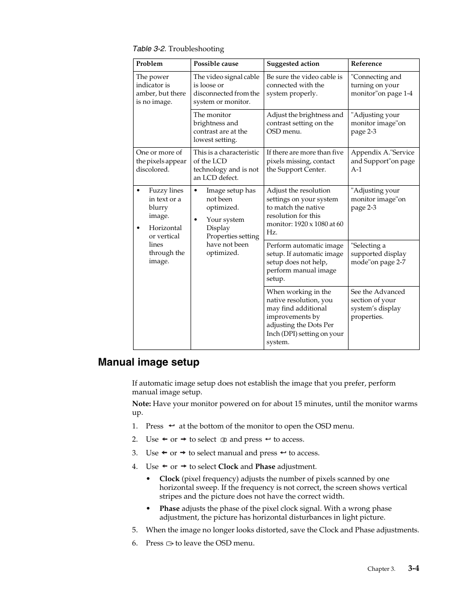 Manual image setup, Manual image setup -4 | Lenovo L2364 Wide Flat Panel Monitor User Manual | Page 25 / 32