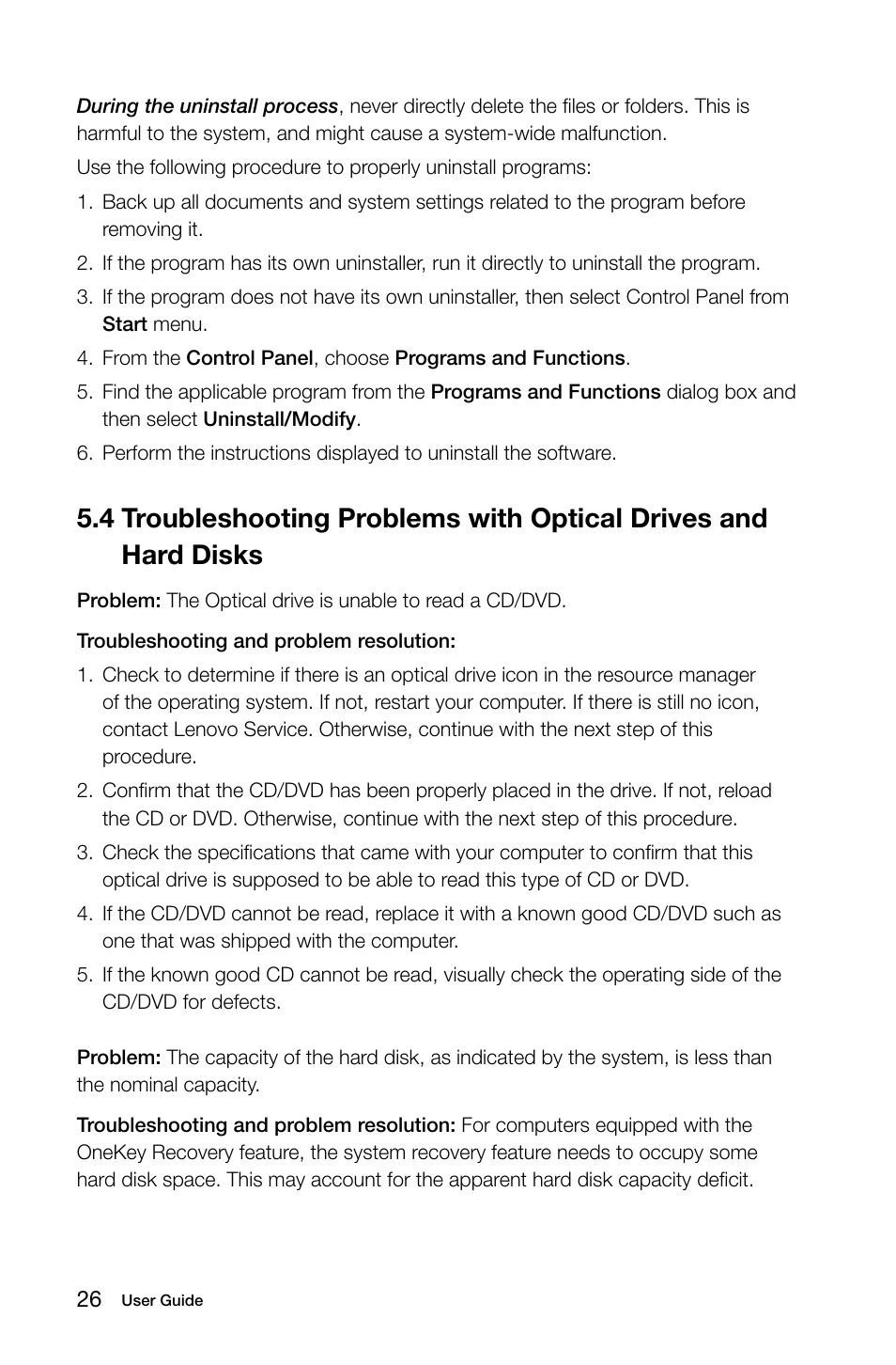 4 troubleshooting problems with optical drives and, Hard disks | Lenovo C200 All-In-One User Manual | Page 31 / 33