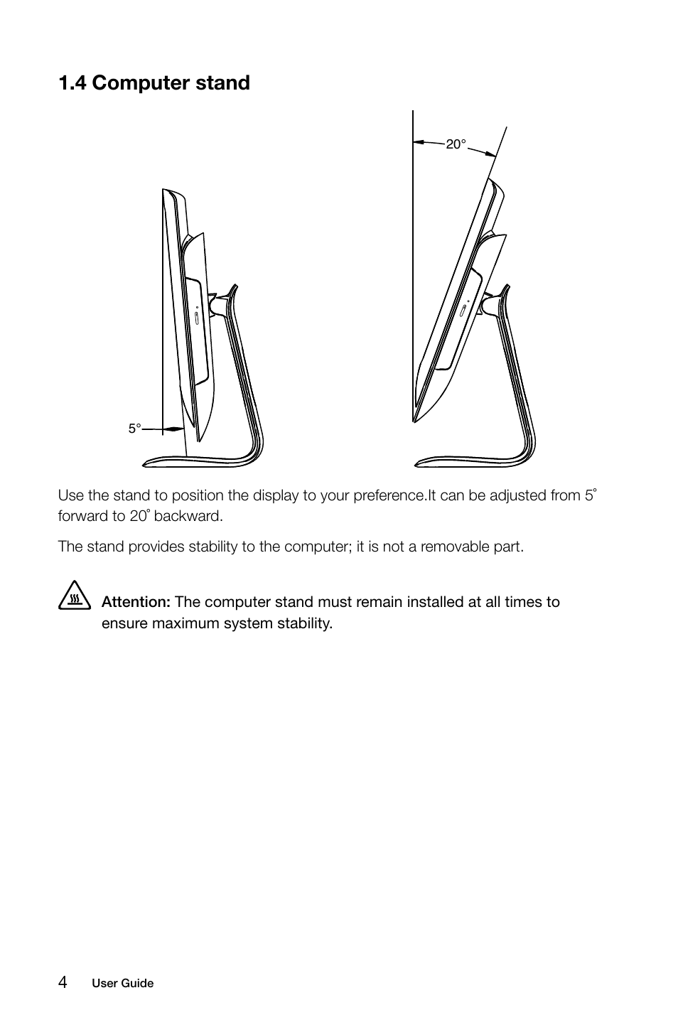 4 computer stand | Lenovo C200 All-In-One User Manual | Page 9 / 33