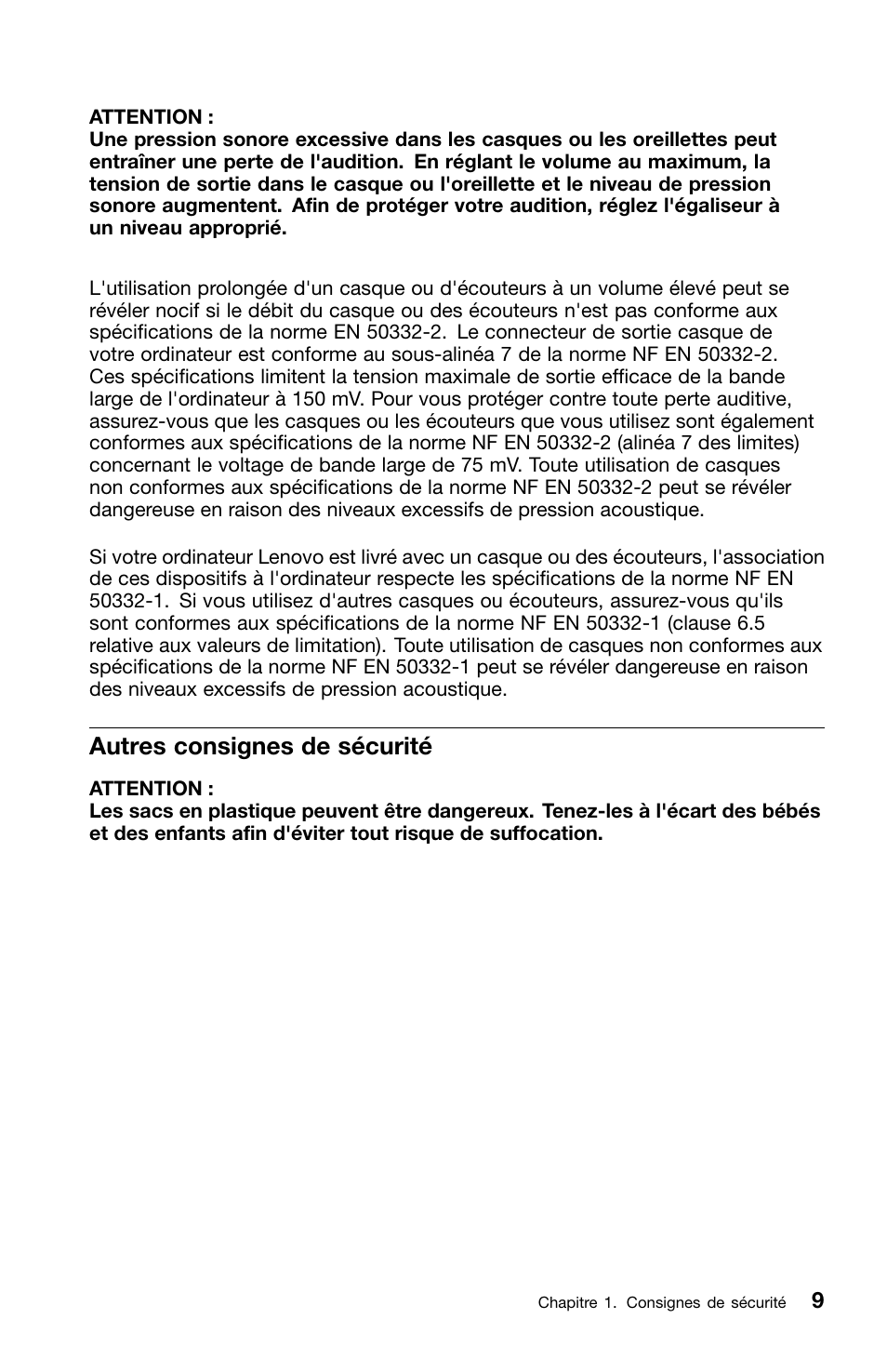 Autres consignes de sécurité | Lenovo ThinkCentre M82 User Manual | Page 55 / 230