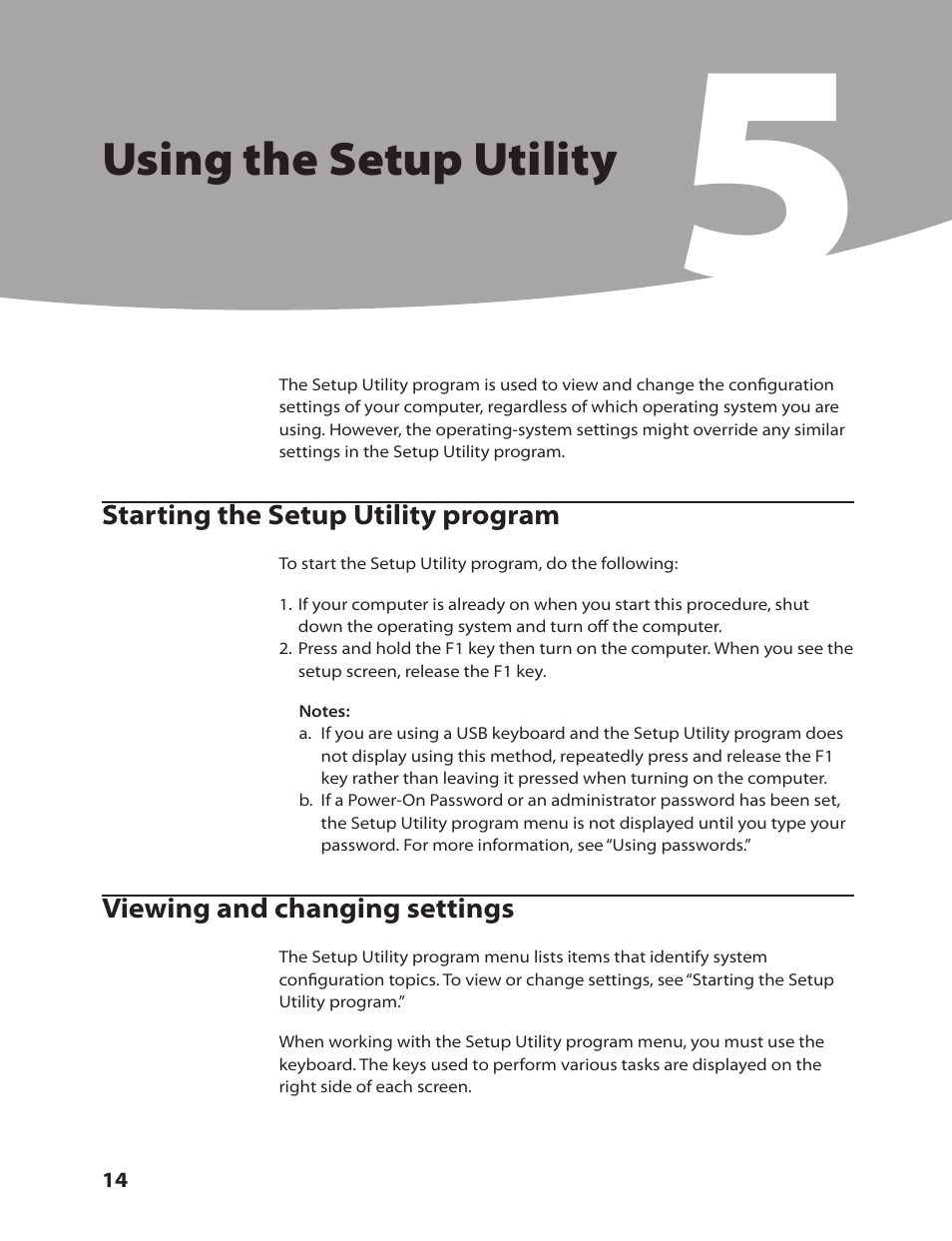 Using the setup utility | Lenovo C205 All-In-One User Manual | Page 16 / 60