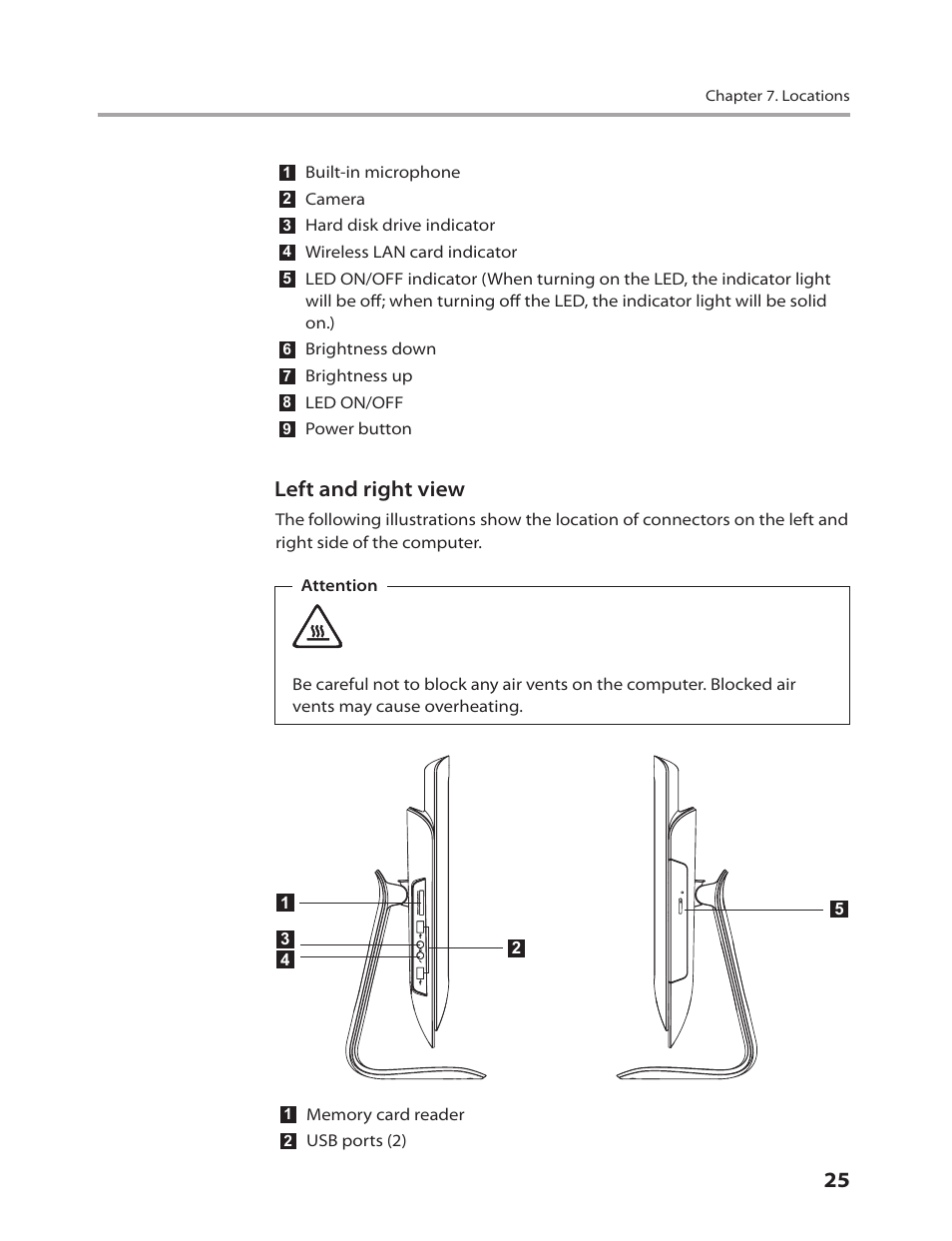 Left and right view | Lenovo C205 All-In-One User Manual | Page 27 / 60