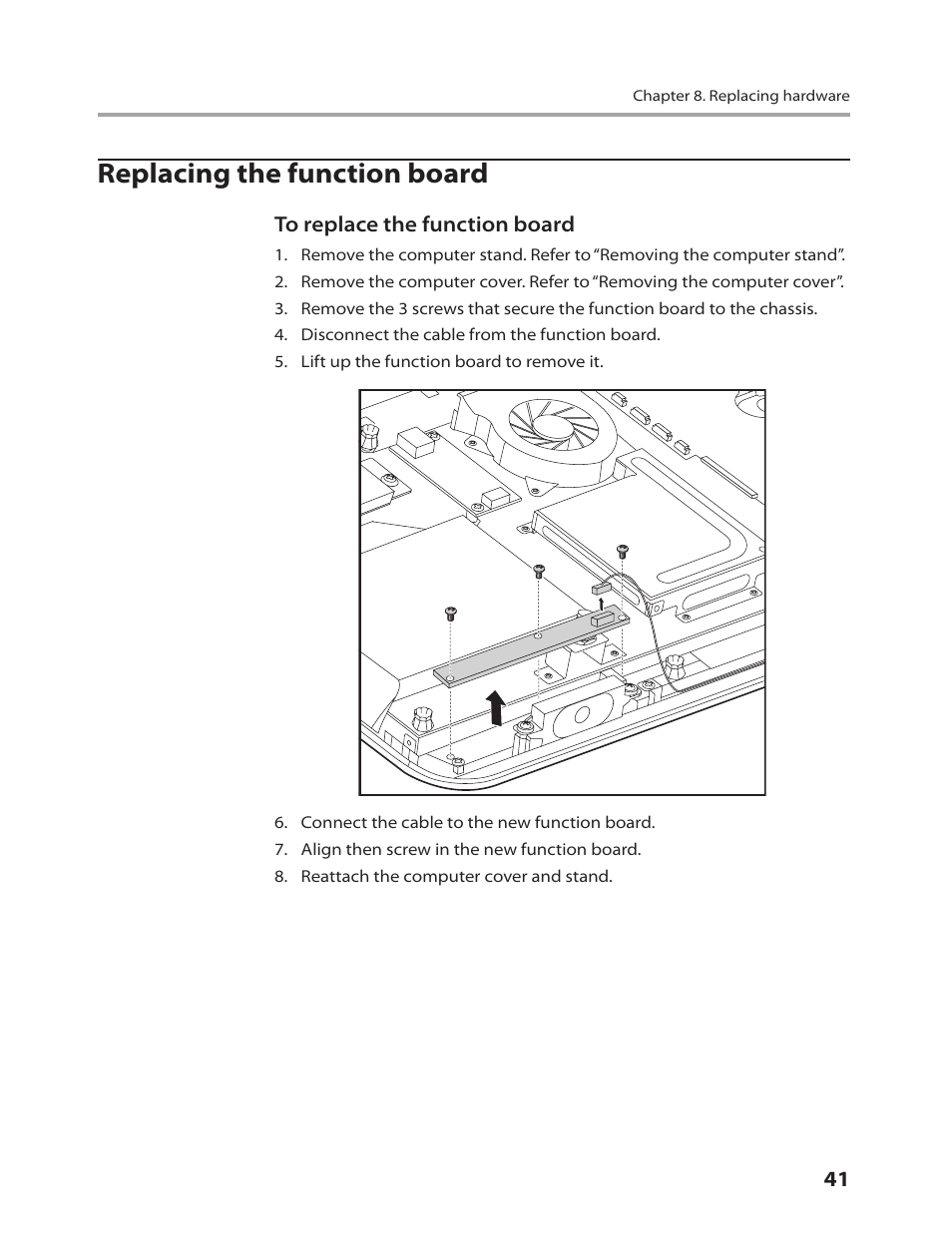 Replacing the function board | Lenovo C205 All-In-One User Manual | Page 43 / 60