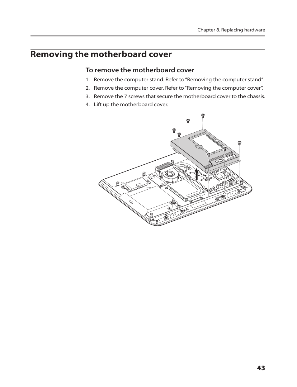 Removing the motherboard cover | Lenovo C205 All-In-One User Manual | Page 45 / 60