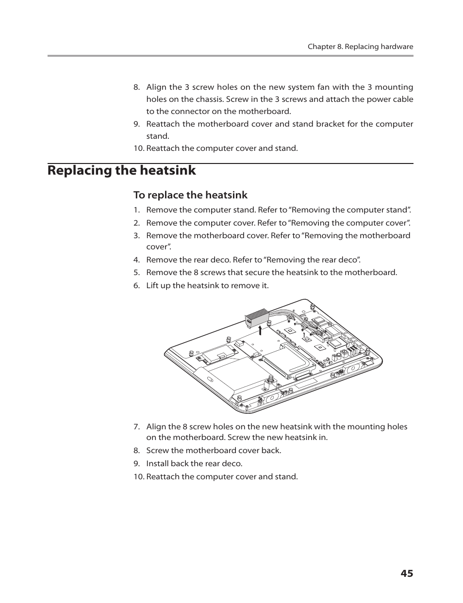 Replacing the heatsink | Lenovo C205 All-In-One User Manual | Page 47 / 60