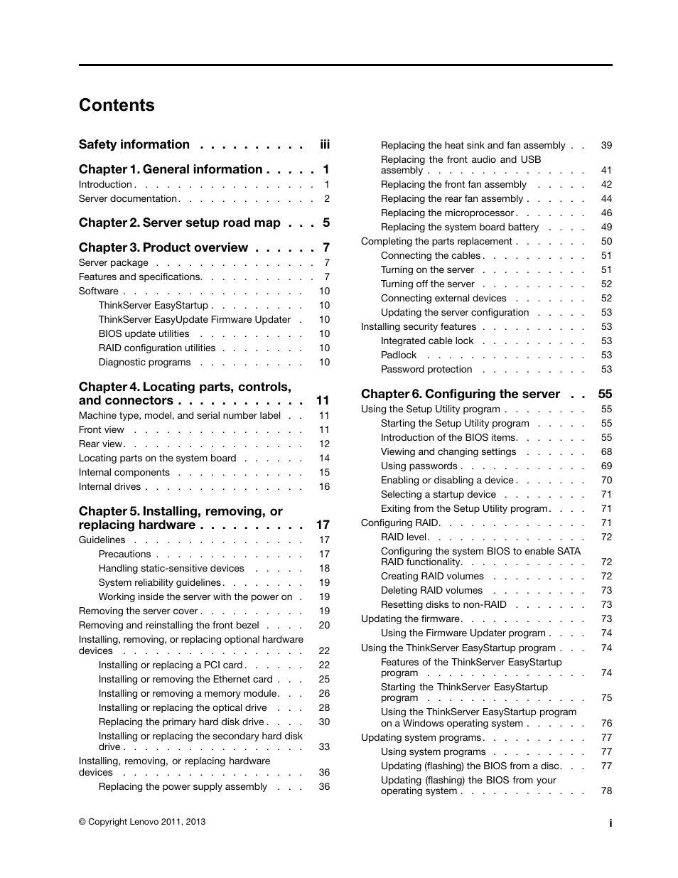 Lenovo ThinkServer TS130 User Manual | Page 3 / 118