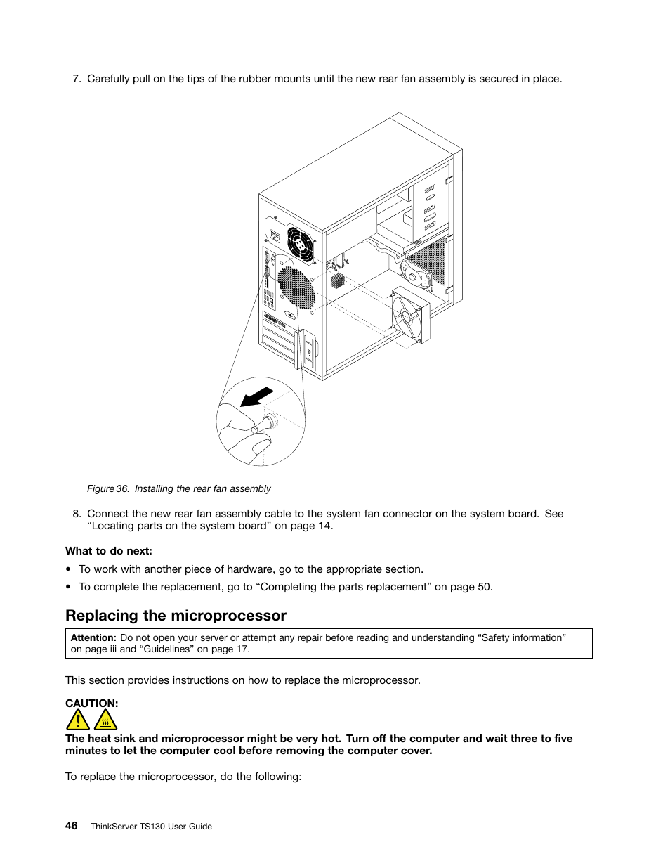 Replacing the microprocessor | Lenovo ThinkServer TS130 User Manual | Page 58 / 118