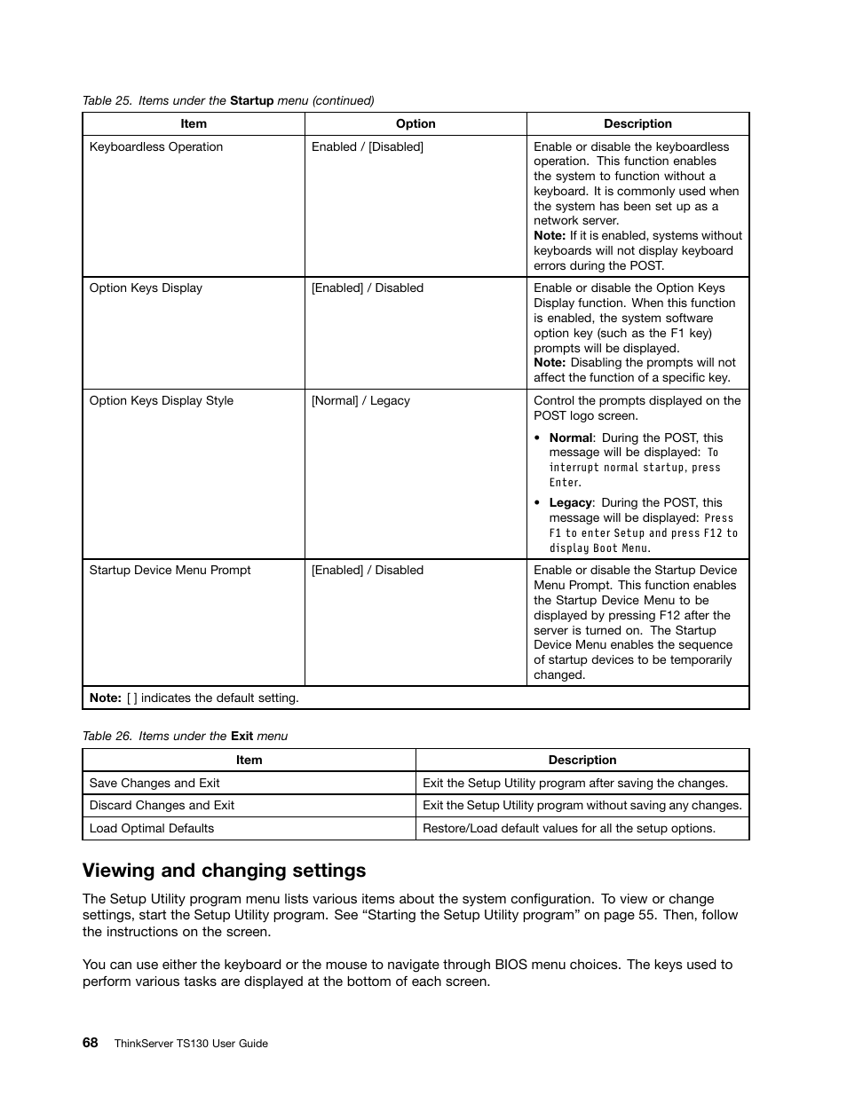 Viewing and changing settings | Lenovo ThinkServer TS130 User Manual | Page 80 / 118