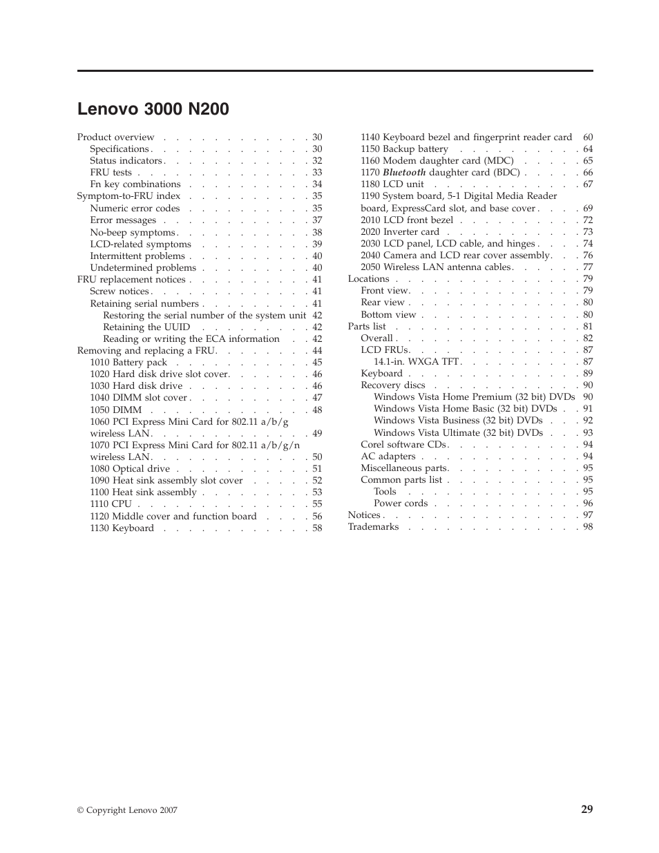 Lenovo 3000 n200, Lenovo, N200 | Lenovo 3000 N200 Notebook User Manual | Page 35 / 107