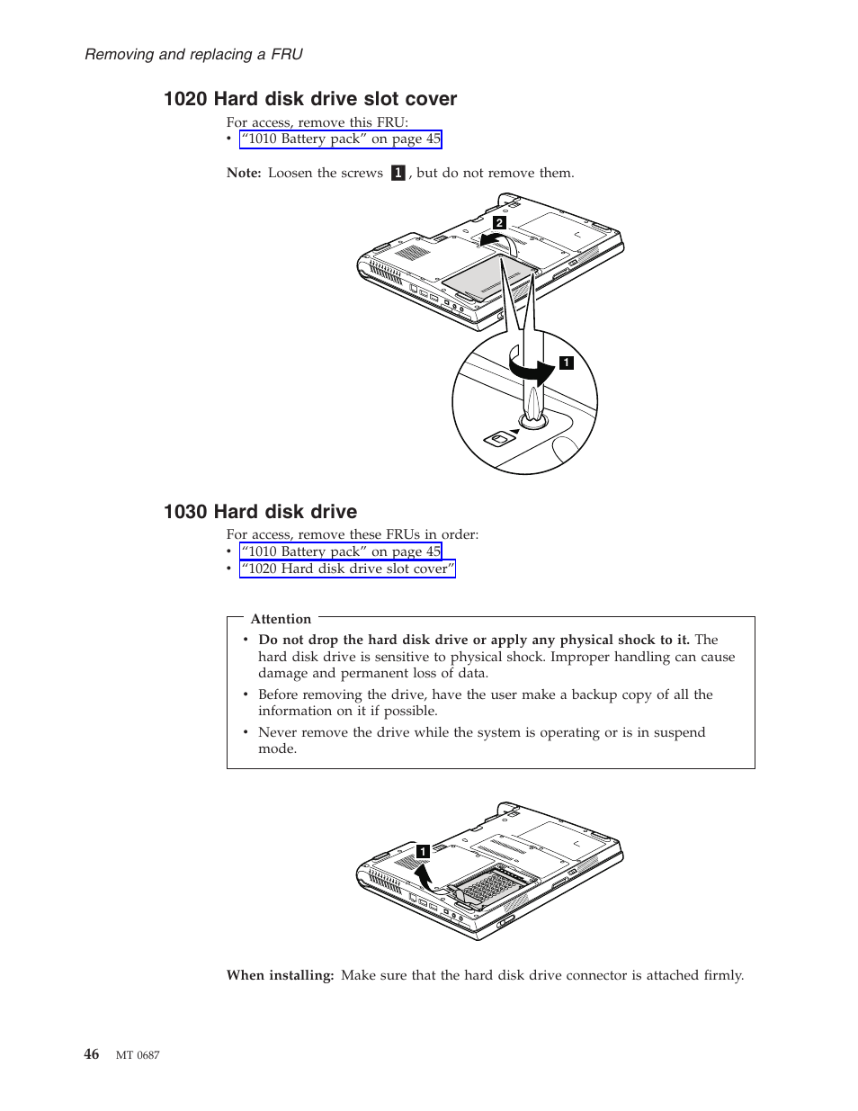 1020 hard disk drive slot cover, 1030 hard disk drive, Hard | Disk, Drive, Slot, Cover | Lenovo 3000 N200 Notebook User Manual | Page 52 / 107