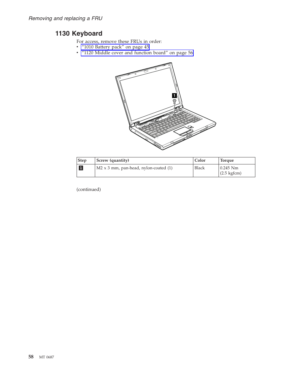 1130 keyboard, Keyboard | Lenovo 3000 N200 Notebook User Manual | Page 64 / 107