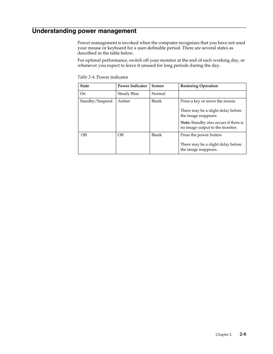 Understanding power management, Understanding power management -8 | Lenovo LI2031 Wide Flat Panel Monitor User Manual | Page 18 / 30