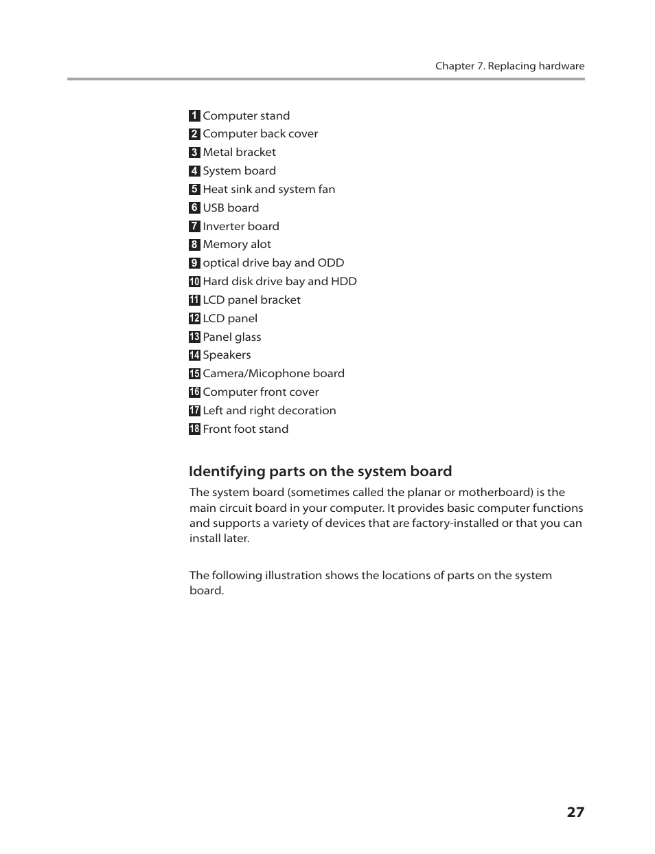 Identifying parts on the system board | Lenovo 3000 C100 All-In-One User Manual | Page 29 / 52