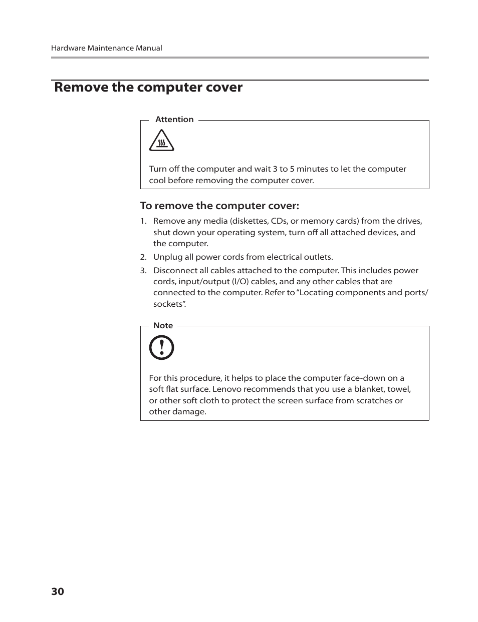 Remove the computer cover | Lenovo 3000 C100 All-In-One User Manual | Page 32 / 52
