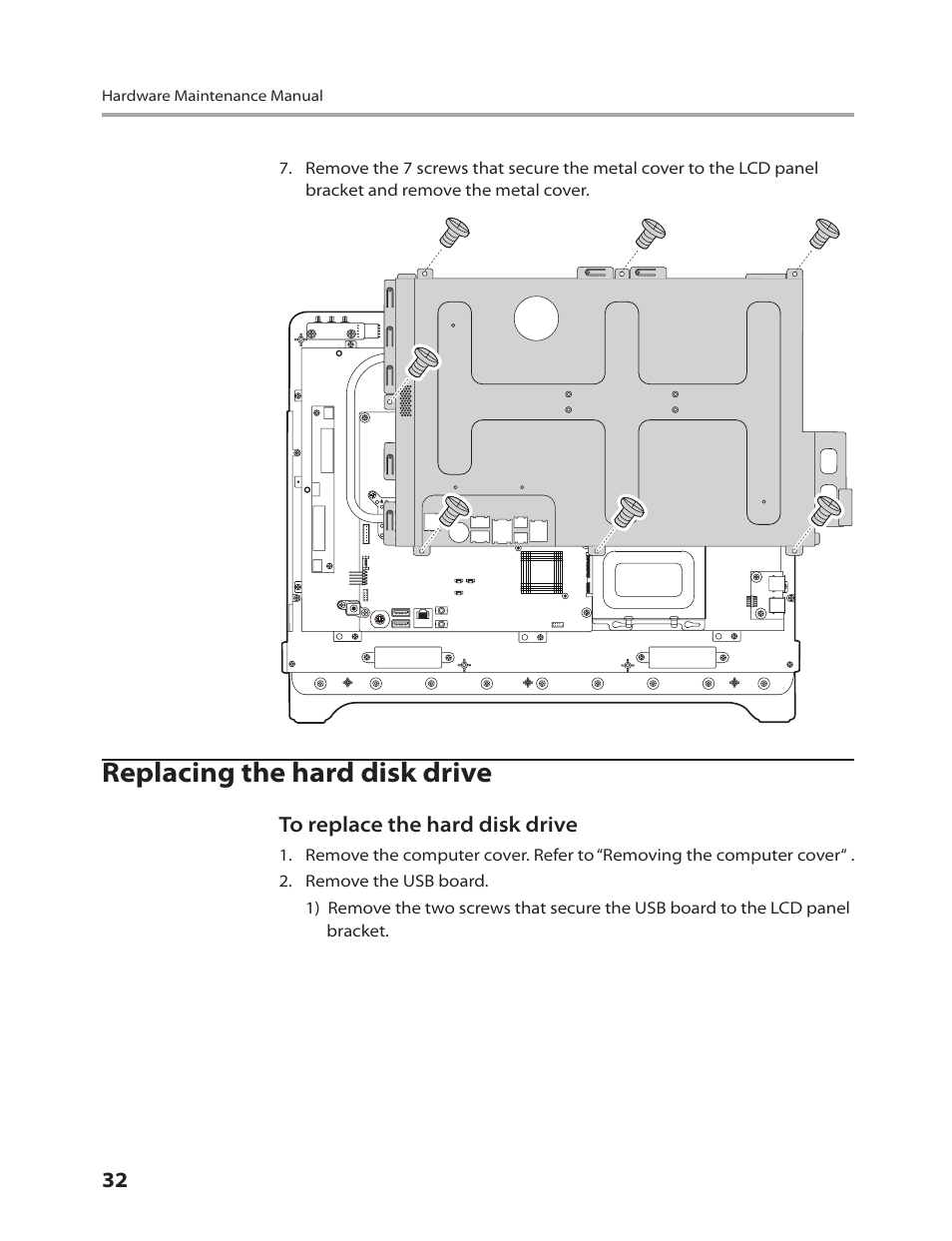 Replacing the hard disk drive | Lenovo 3000 C100 All-In-One User Manual | Page 34 / 52
