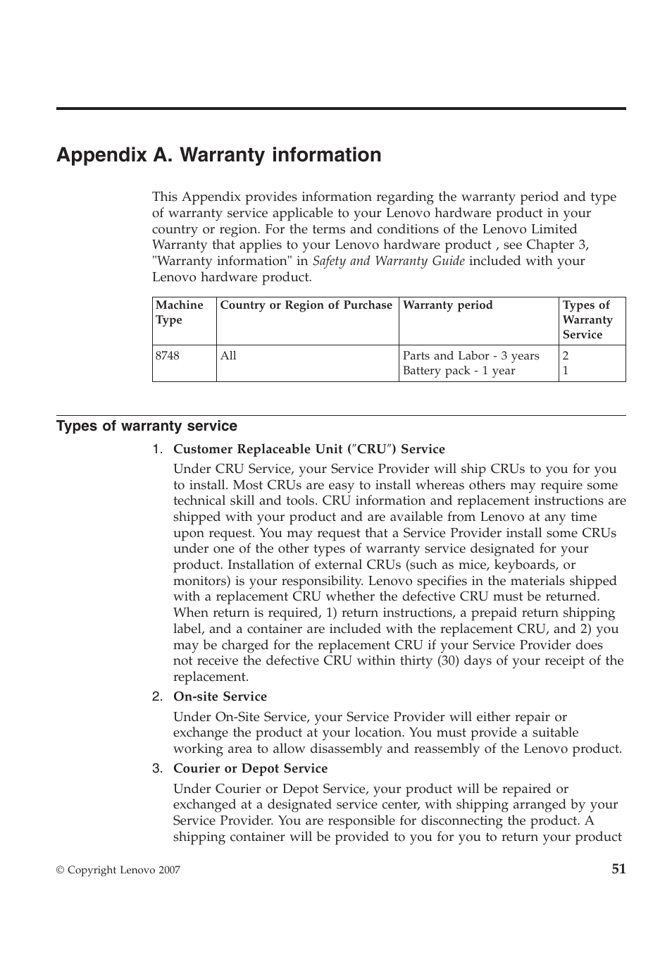Appendix a. warranty information | Lenovo ThinkPad Reserve Edition User Manual | Page 61 / 80