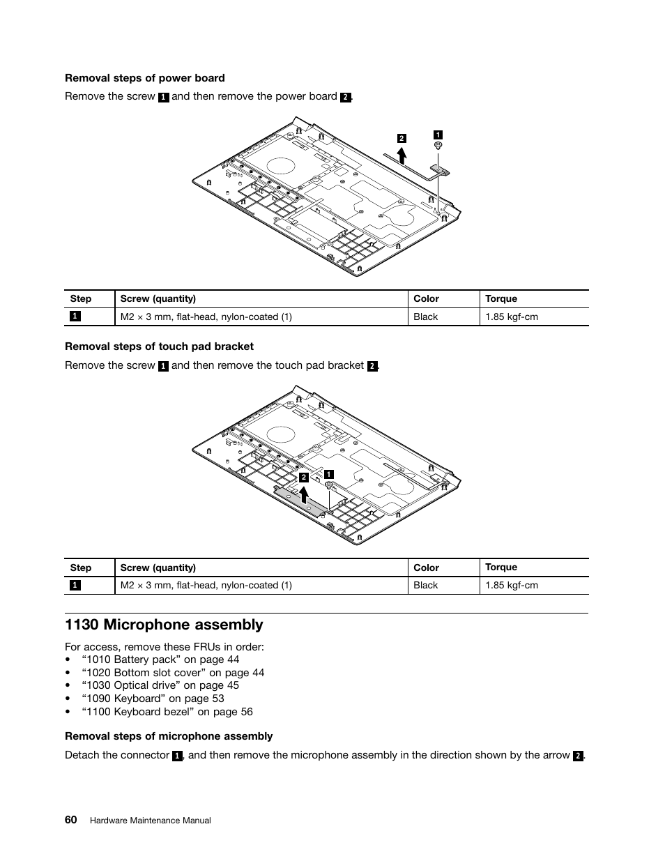 1130 microphone assembly | Lenovo B590 Notebook User Manual | Page 66 / 104