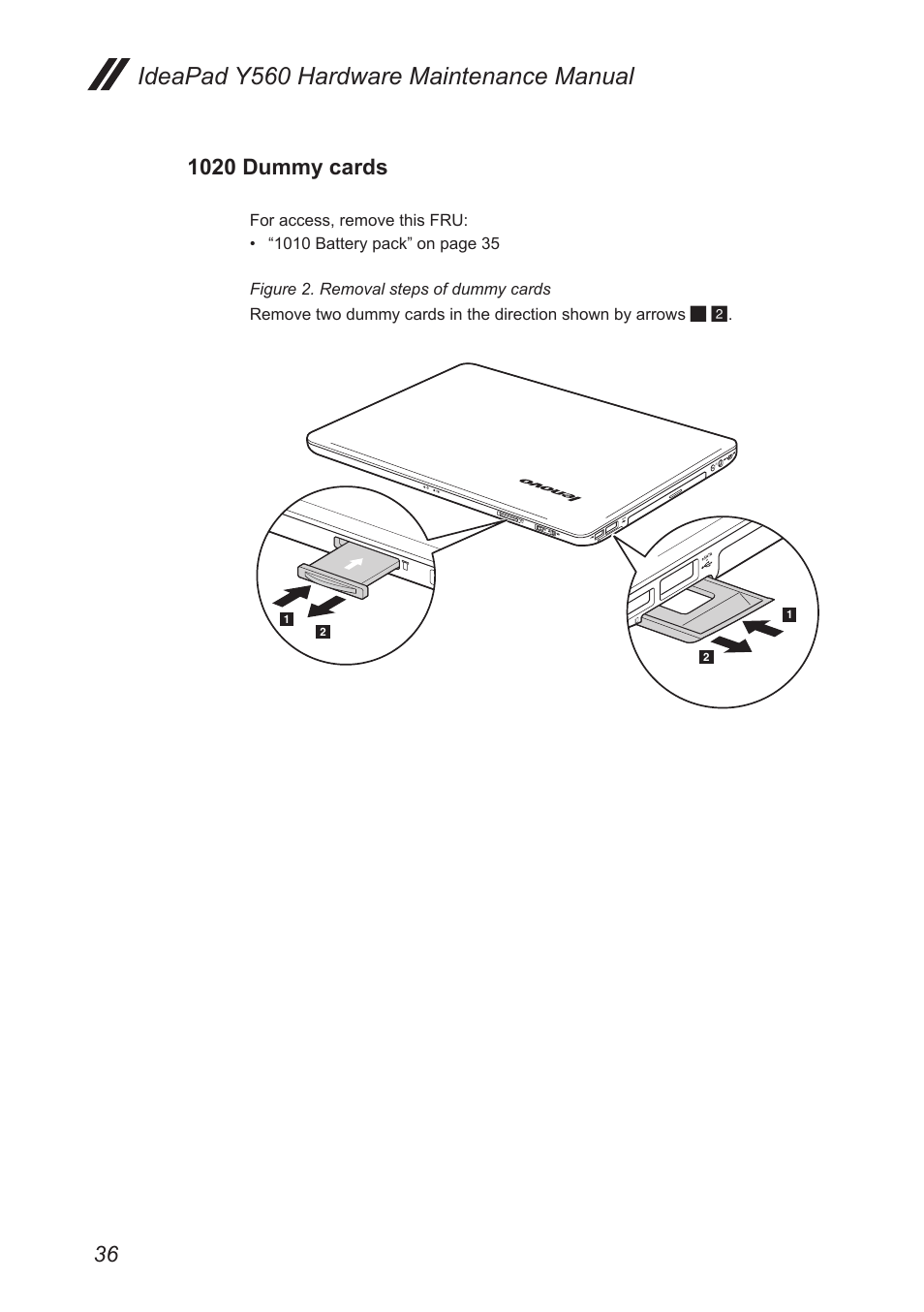 1020 dummy cards, Ideapad y560 hardware maintenance manual | Lenovo IdeaPad Y560 User Manual | Page 40 / 103