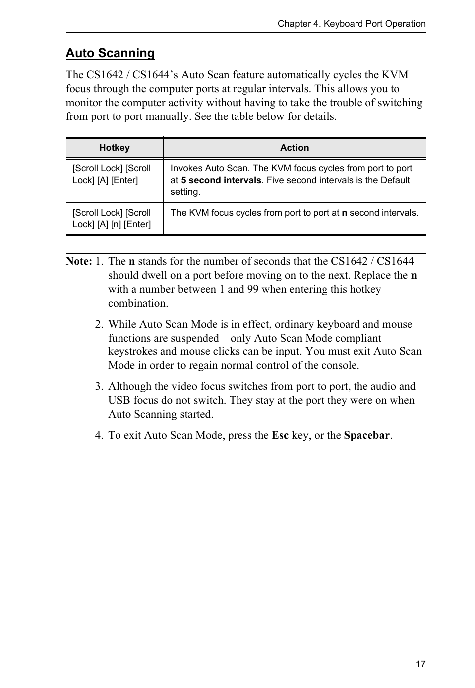Auto scanning | ATEN CS1644 User Manual | Page 25 / 46