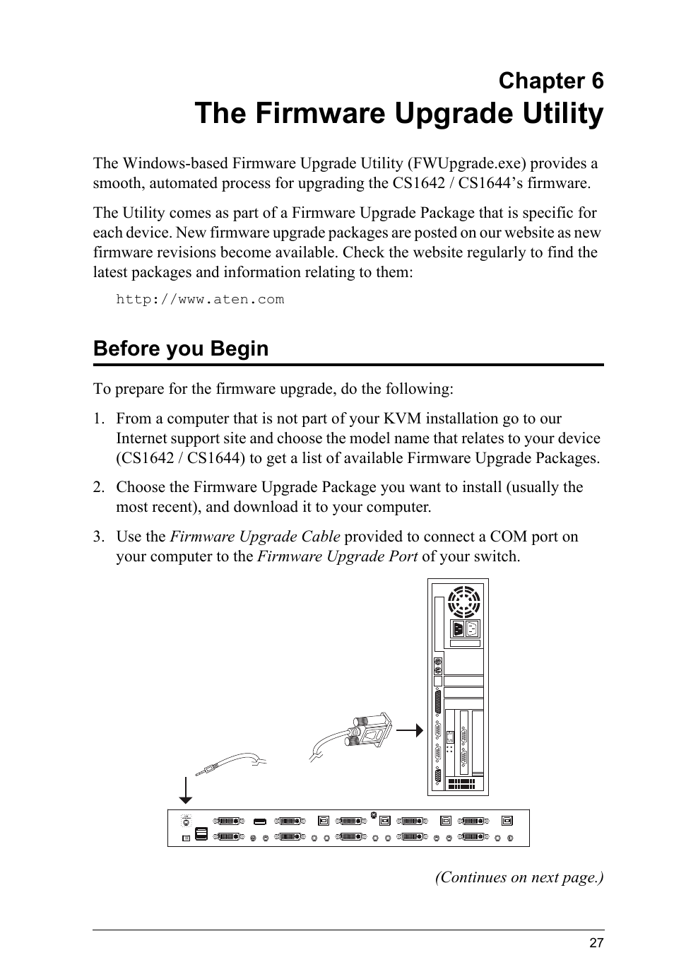 The firmware upgrade utility, Before you begin, Chapter 6 | ATEN CS1644 User Manual | Page 35 / 46