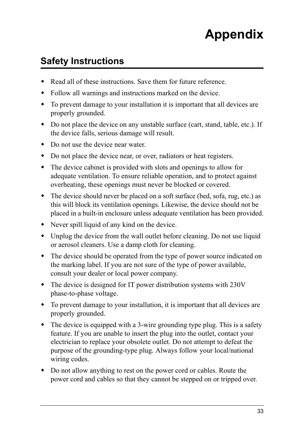 Appendix, Safety instructions | ATEN CS1644 User Manual | Page 41 / 46