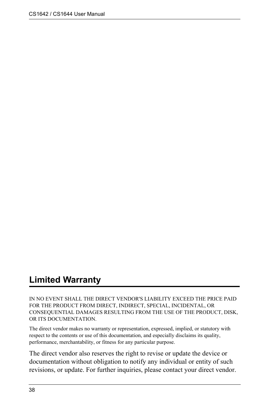 Limited warranty | ATEN CS1644 User Manual | Page 46 / 46