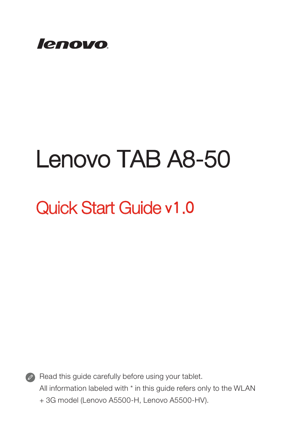Lenovo A8-50 Tablet User Manual | 6 pages
