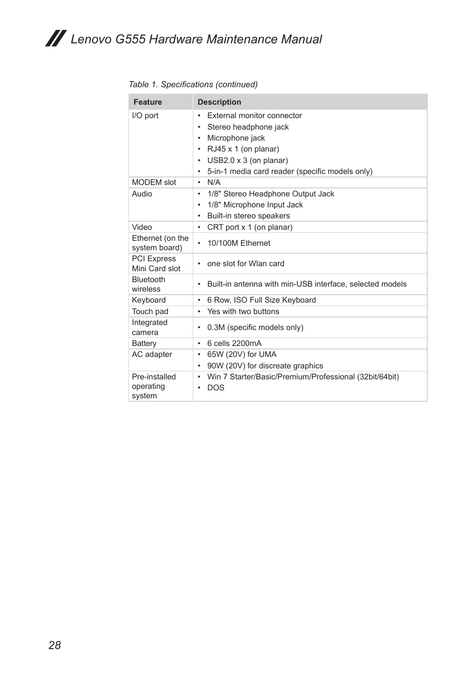 Lenovo g555 hardware maintenance manual | Lenovo G555 Notebook User Manual | Page 32 / 92