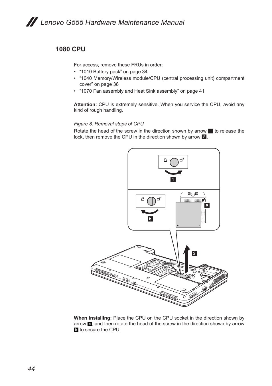 1080 cpu, Lenovo g555 hardware maintenance manual | Lenovo G555 Notebook User Manual | Page 48 / 92