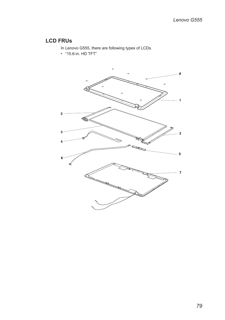 Lcd frus | Lenovo G555 Notebook User Manual | Page 83 / 92