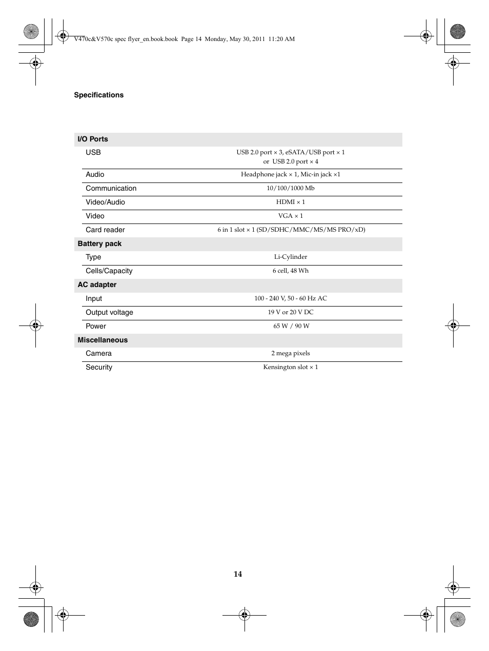 Lenovo V470c Notebook User Manual | Page 14 / 16