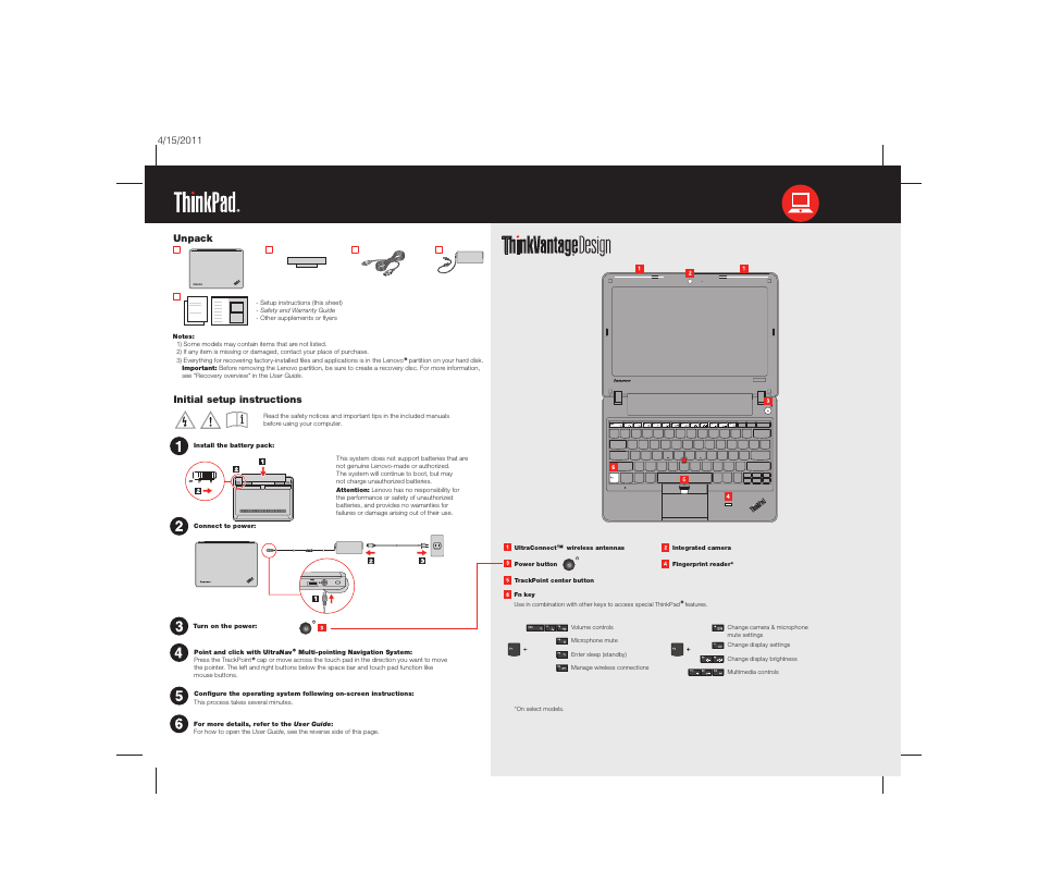 Lenovo ThinkPad X121e User Manual | 2 pages