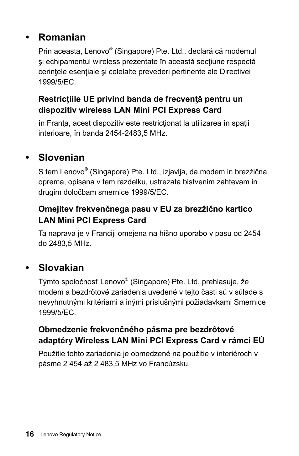 Romanian, Slovenian, Slovakian | Lenovo IdeaCentre A720 User Manual | Page 17 / 29