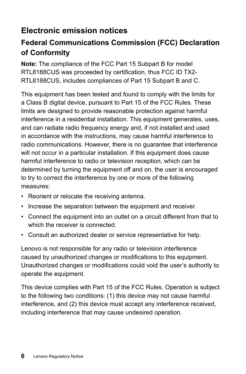 Electronic emission notices | Lenovo IdeaCentre A720 User Manual | Page 7 / 29