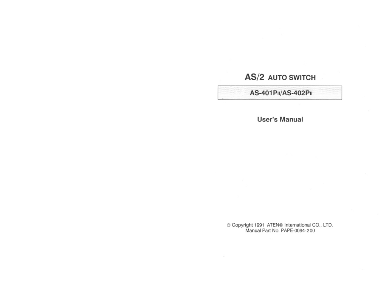 ATEN AS-402PII User Manual | 11 pages