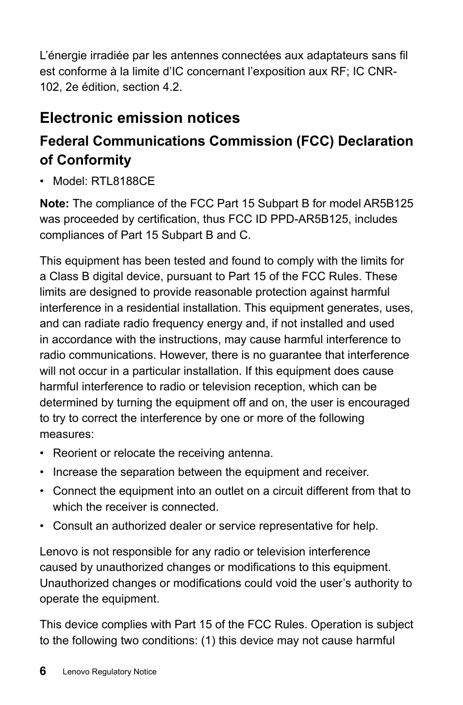Electronic emission notices | Lenovo IdeaCentre B540p User Manual | Page 7 / 35