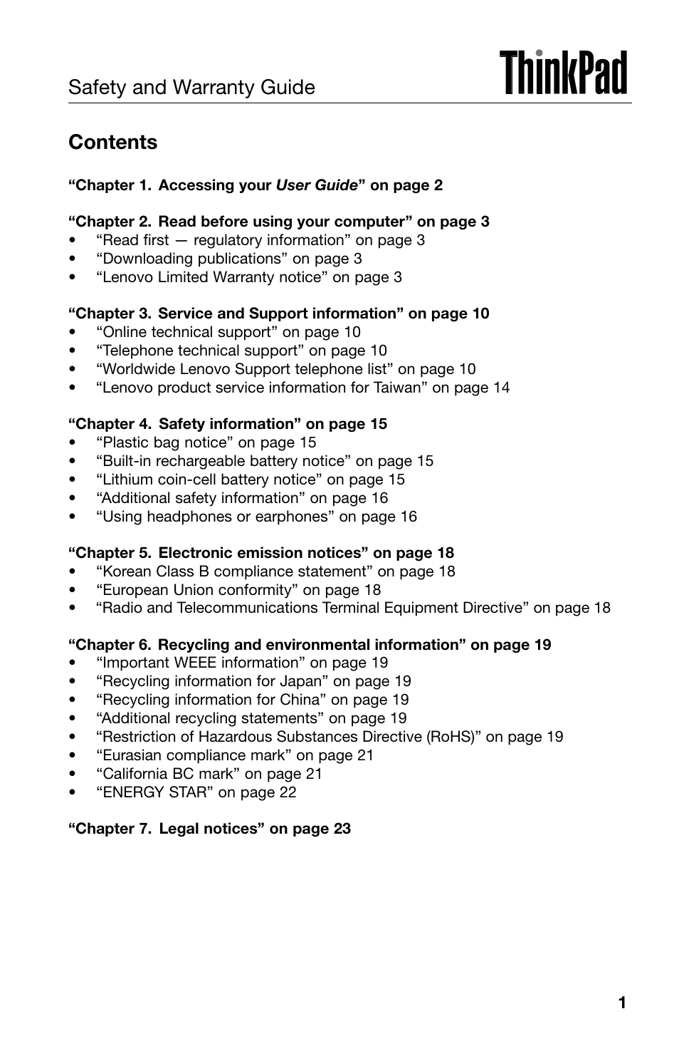 Lenovo ThinkPad X1 Carbon Type 20A7 20A8 User Manual | 24 pages