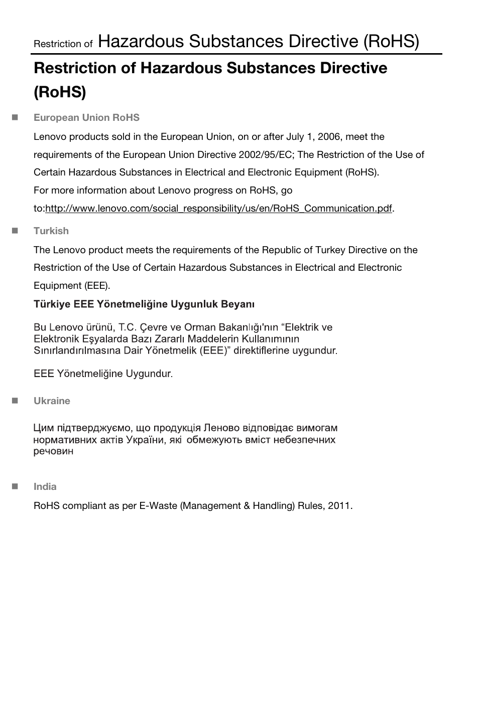 Hazardous substances directive (rohs) | Lenovo S6000 Tablet User Manual | Page 15 / 22