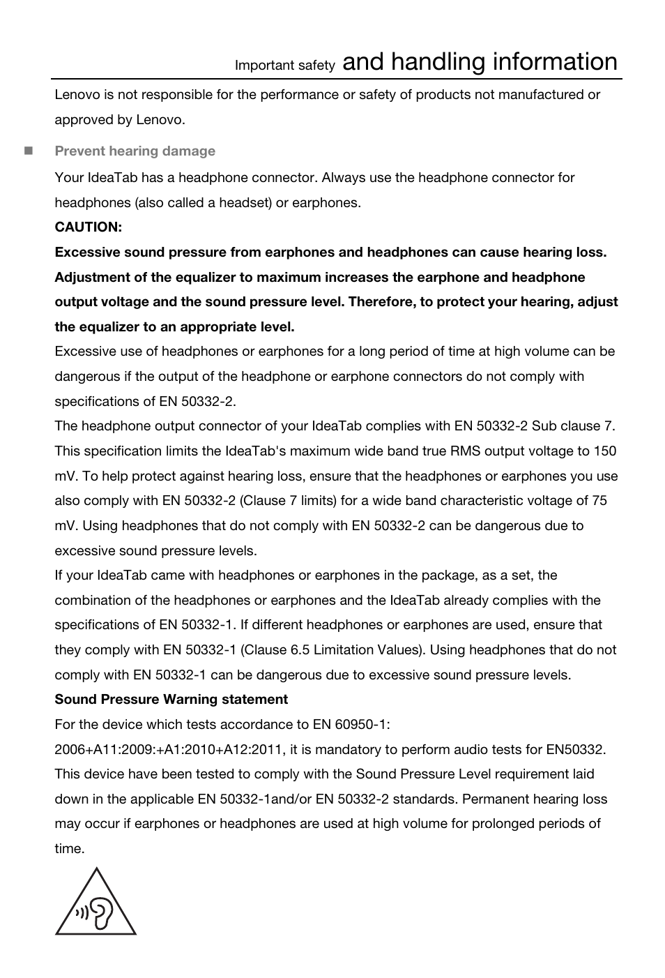 And handling information | Lenovo S6000 Tablet User Manual | Page 6 / 22