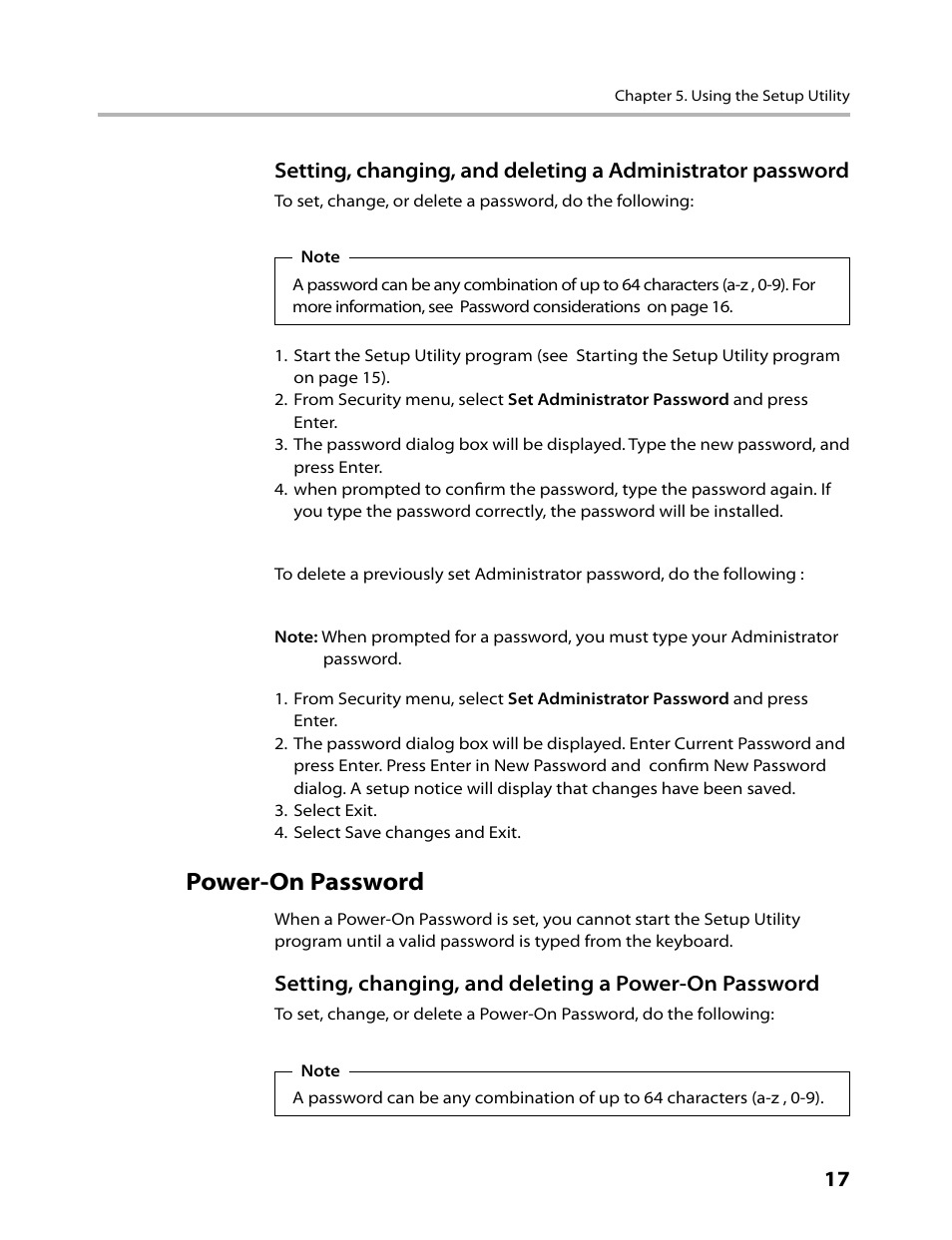 Power-on password | Lenovo IdeaCentre B520 User Manual | Page 19 / 73
