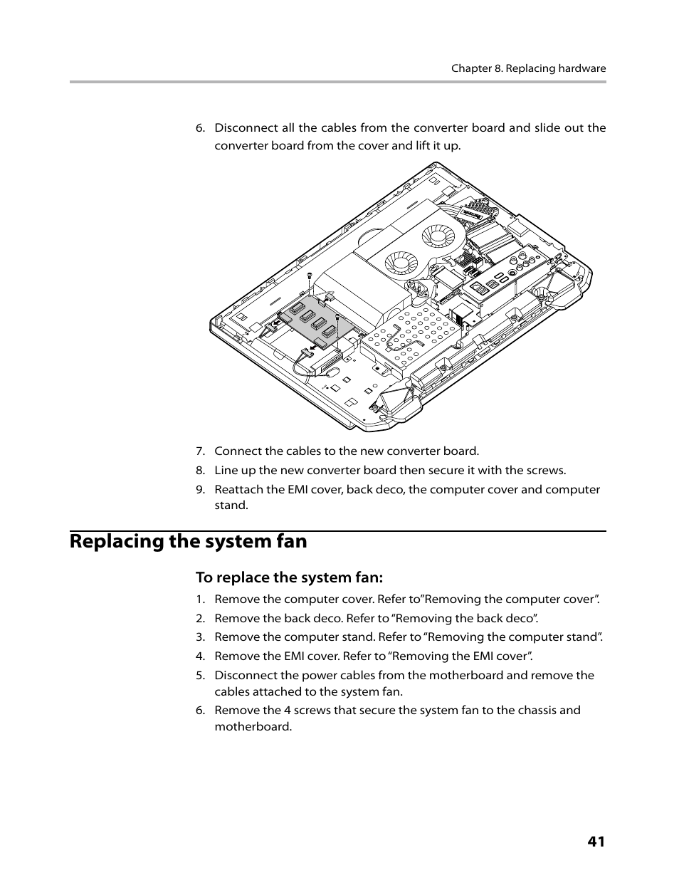 Replacing the system fan | Lenovo IdeaCentre B520 User Manual | Page 43 / 73