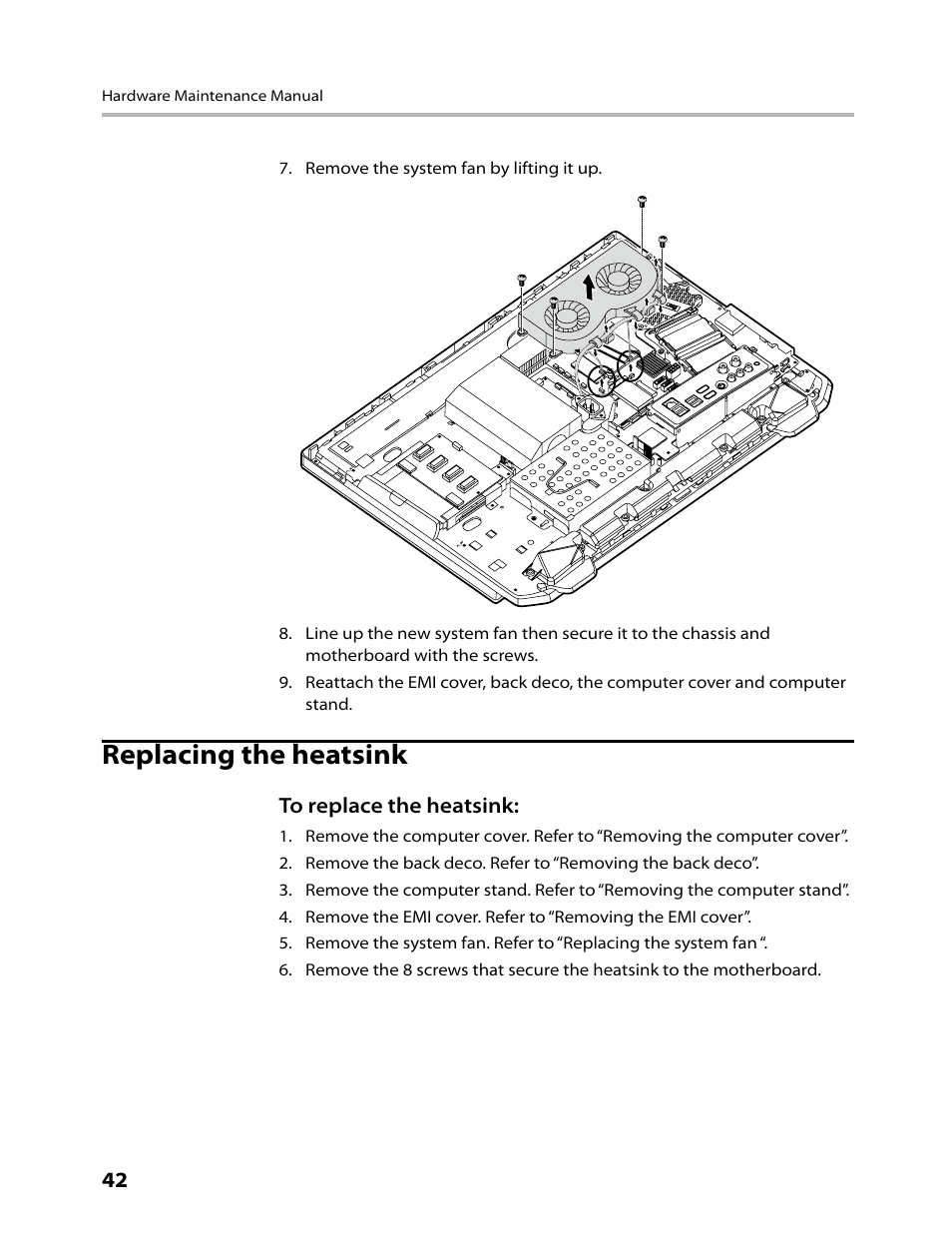 Replacing the heatsink | Lenovo IdeaCentre B520 User Manual | Page 44 / 73