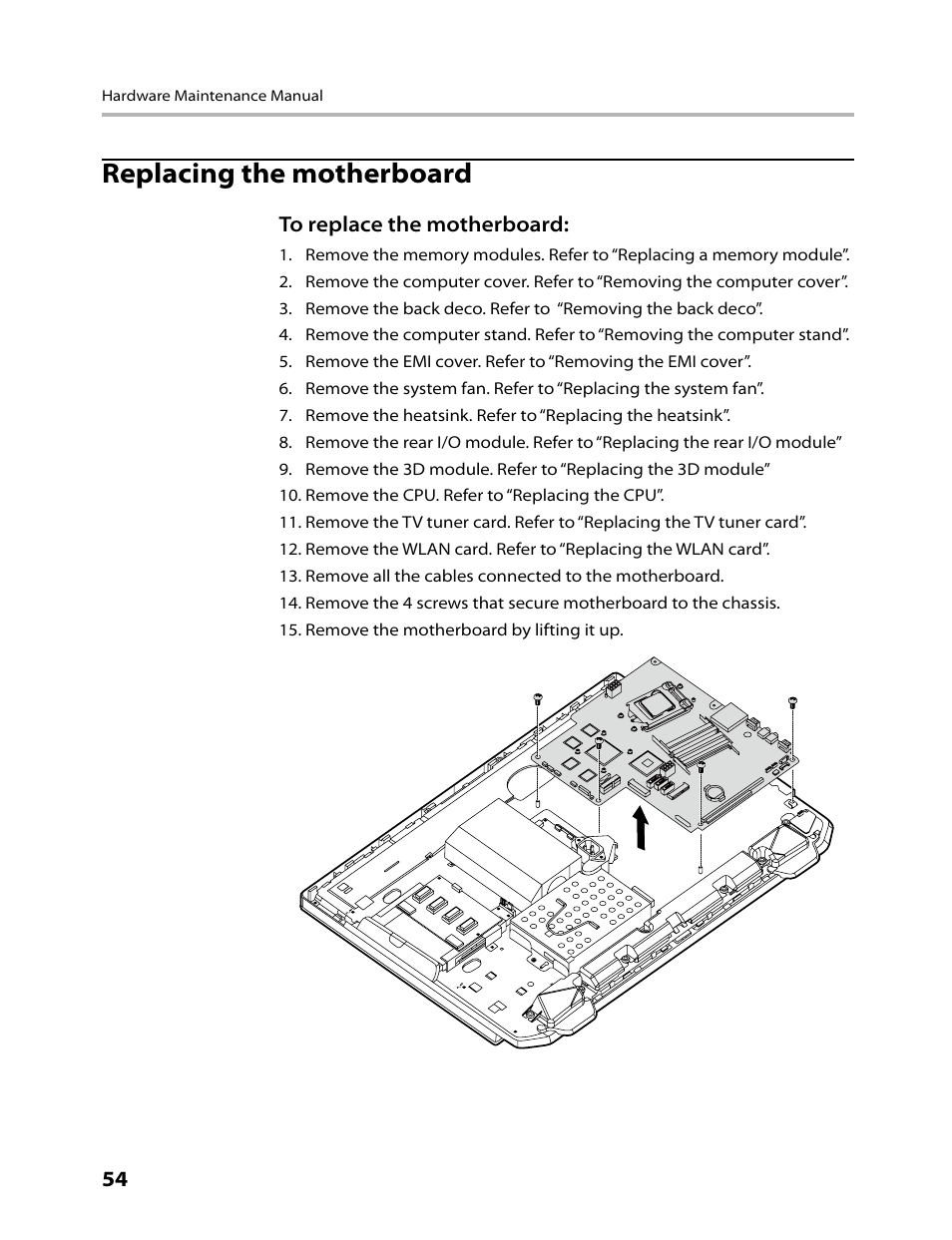 Replacing the motherboard | Lenovo IdeaCentre B520 User Manual | Page 56 / 73