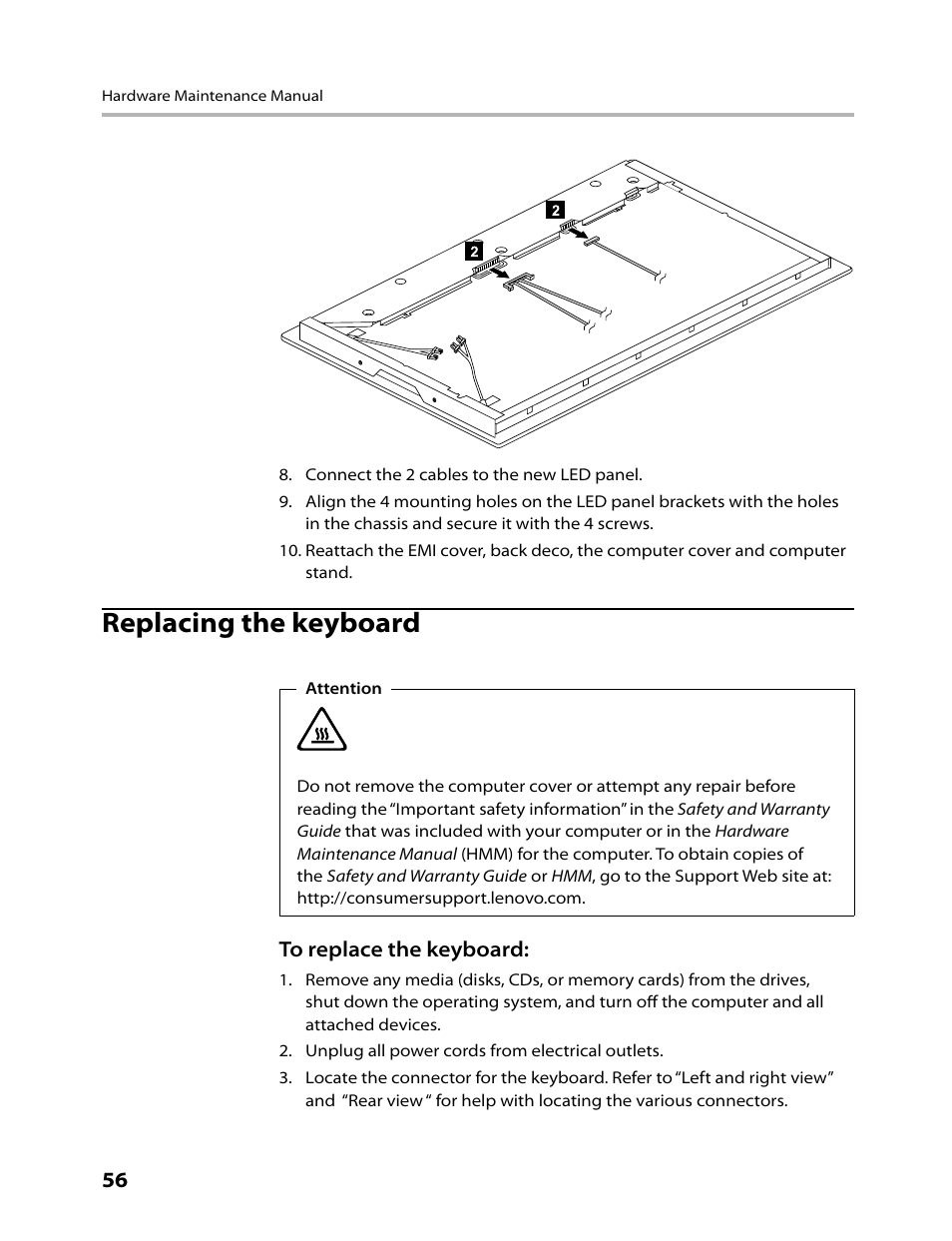 Replacing the keyboard | Lenovo IdeaCentre B520 User Manual | Page 58 / 73